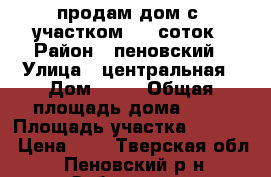продам дом с  участком  50 соток › Район ­ пеновский › Улица ­ центральная › Дом ­ 11 › Общая площадь дома ­ 72 › Площадь участка ­ 5 000 › Цена ­ 2 - Тверская обл., Пеновский р-н, Забелино д. Недвижимость » Дома, коттеджи, дачи продажа   